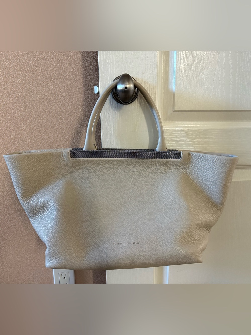 BRUNELLO CUCINELLI Monili Textured leather tote bag -New without tag